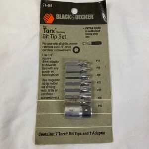 Black & Decker‎ Torx Bit Tip Set 8-Piece Extra Hard Driver Drill Adapter New
